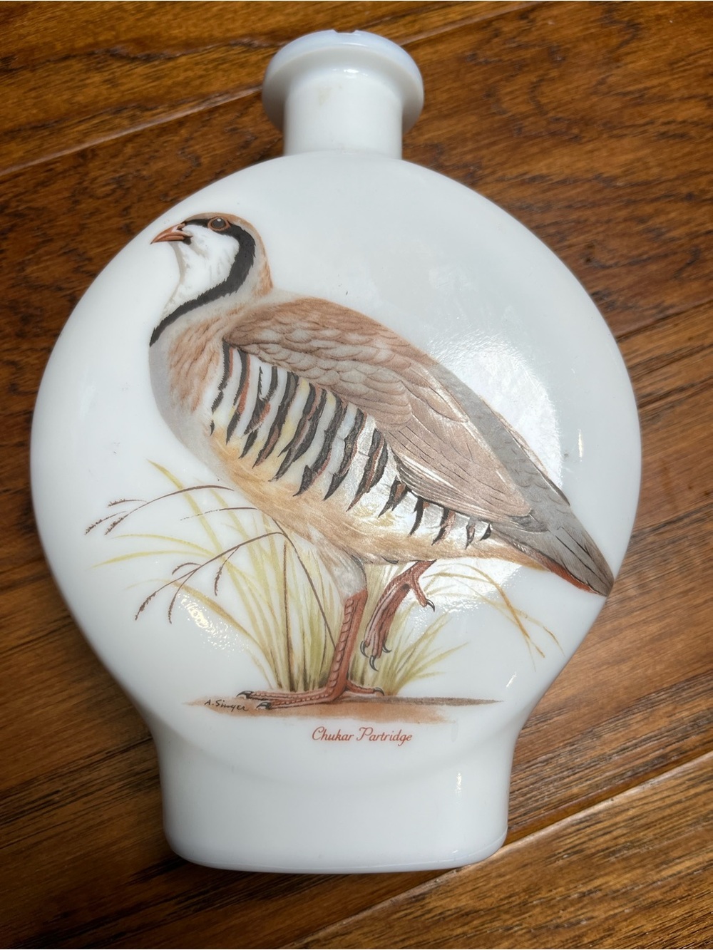 Vintage 1969 Dant Milk Glass Whiskey Decanter With Labels